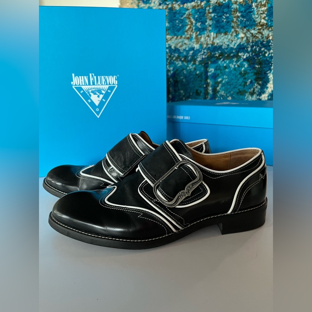 Fluevog Sea Angels Carus 9 Black Buckled Loafer